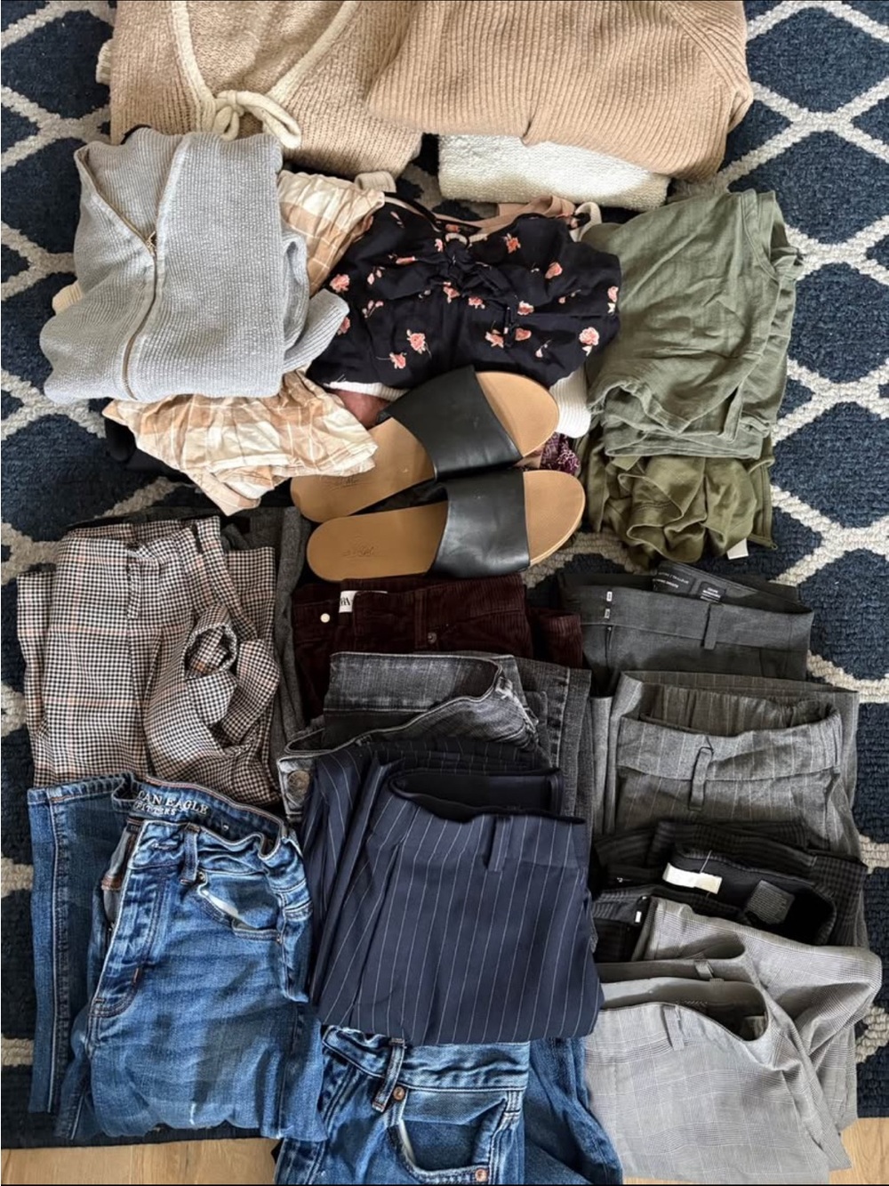 Mixed Women's Clothing Bundle with Black Slide Sandals